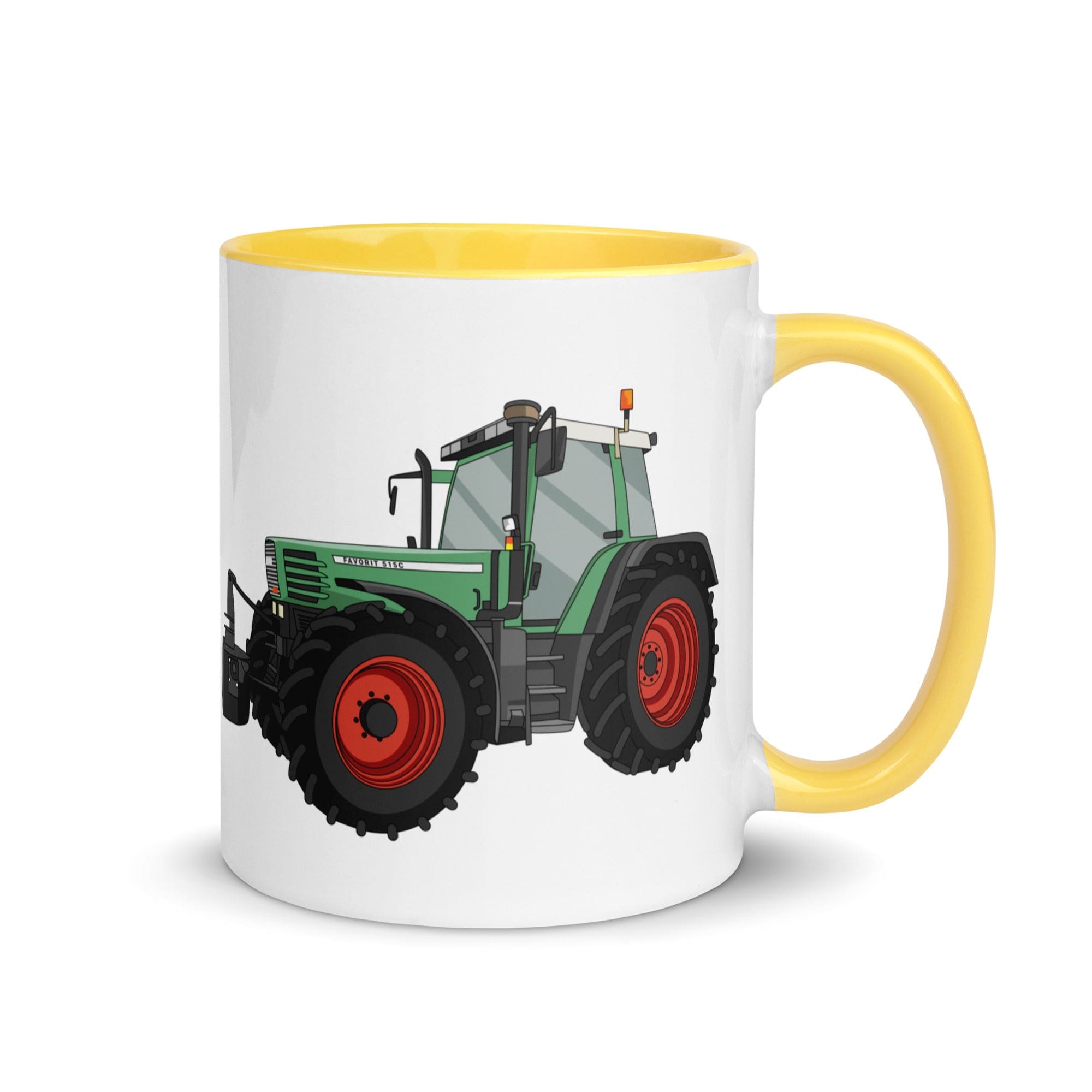 The Tractors Mugs Store Yellow Fendt Favorit 515 Mug with Color Inside Quality Farmers Merch