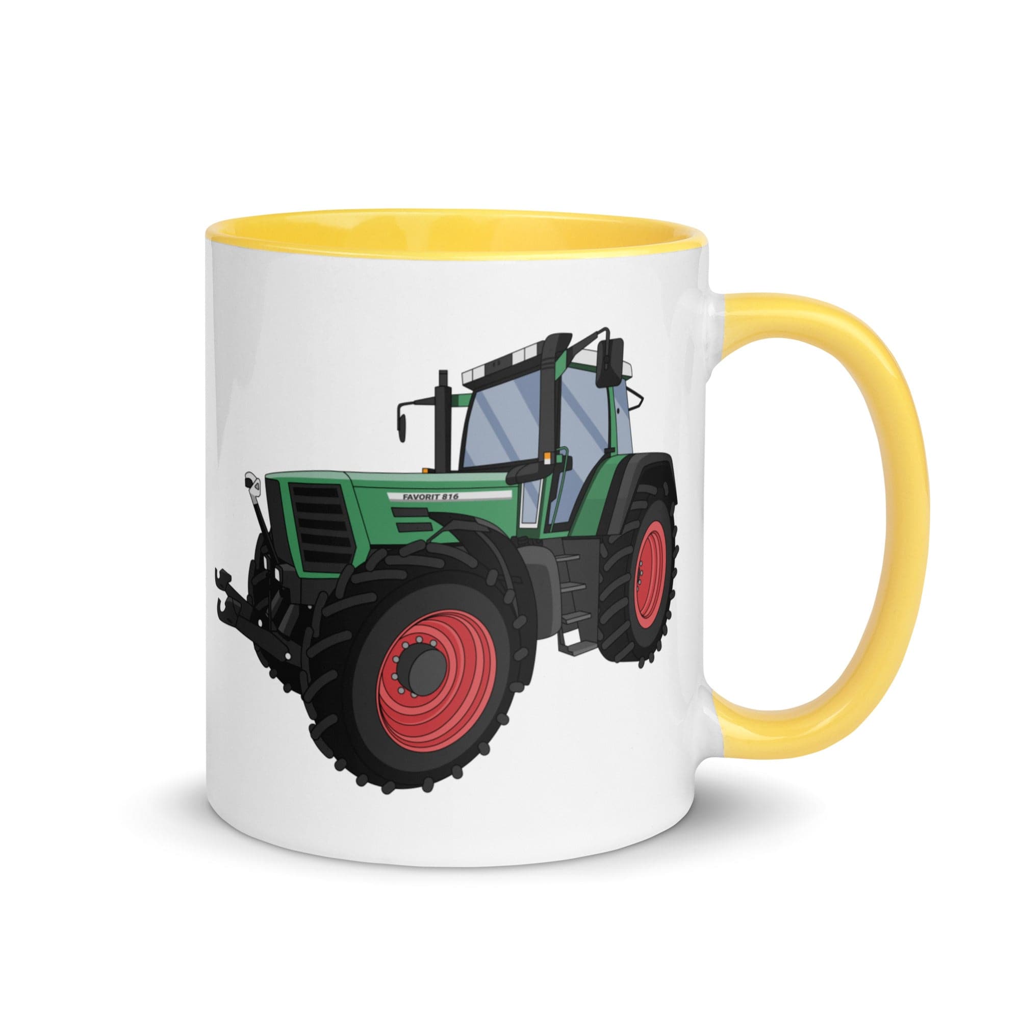 The Tractors Mugs Store Yellow Fendt Favorit 816 | Mug with Color Inside Quality Farmers Merch
