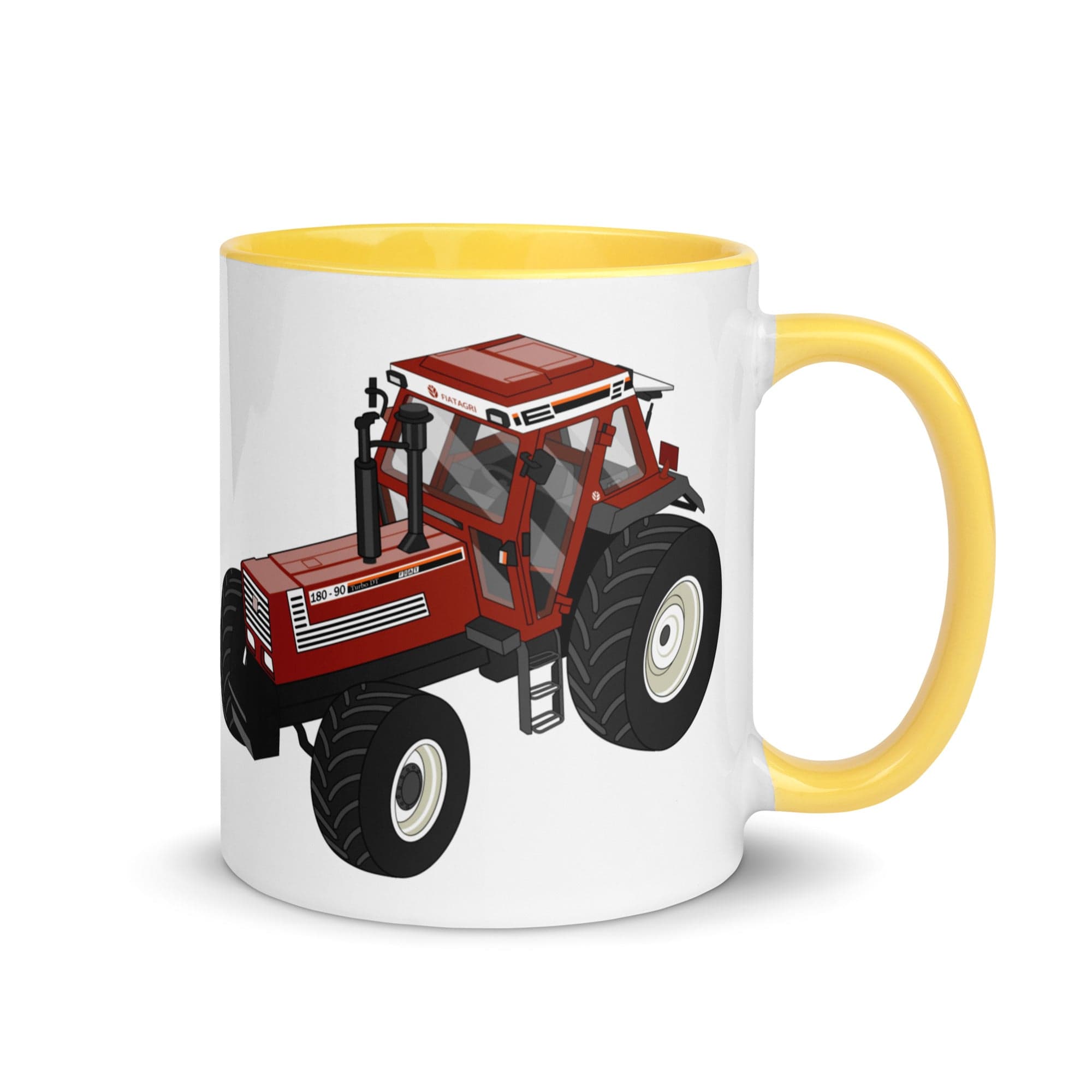 The Tractors Mugs Store Yellow Fiat180-90 Mug with Color Inside Quality Farmers Merch
