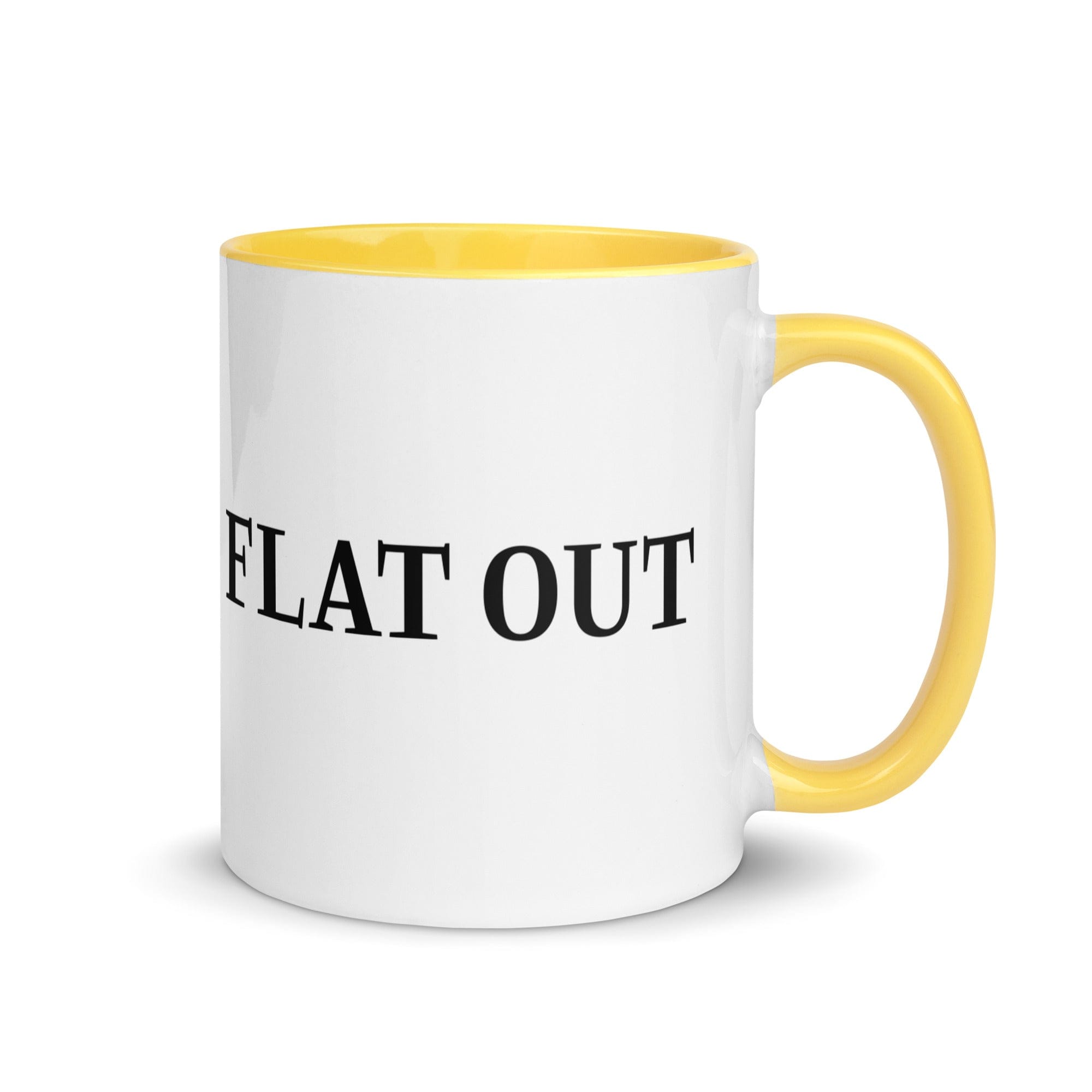 The Tractors Mugs Store Yellow Flat Out Mug with Color Inside Quality Farmers Merch