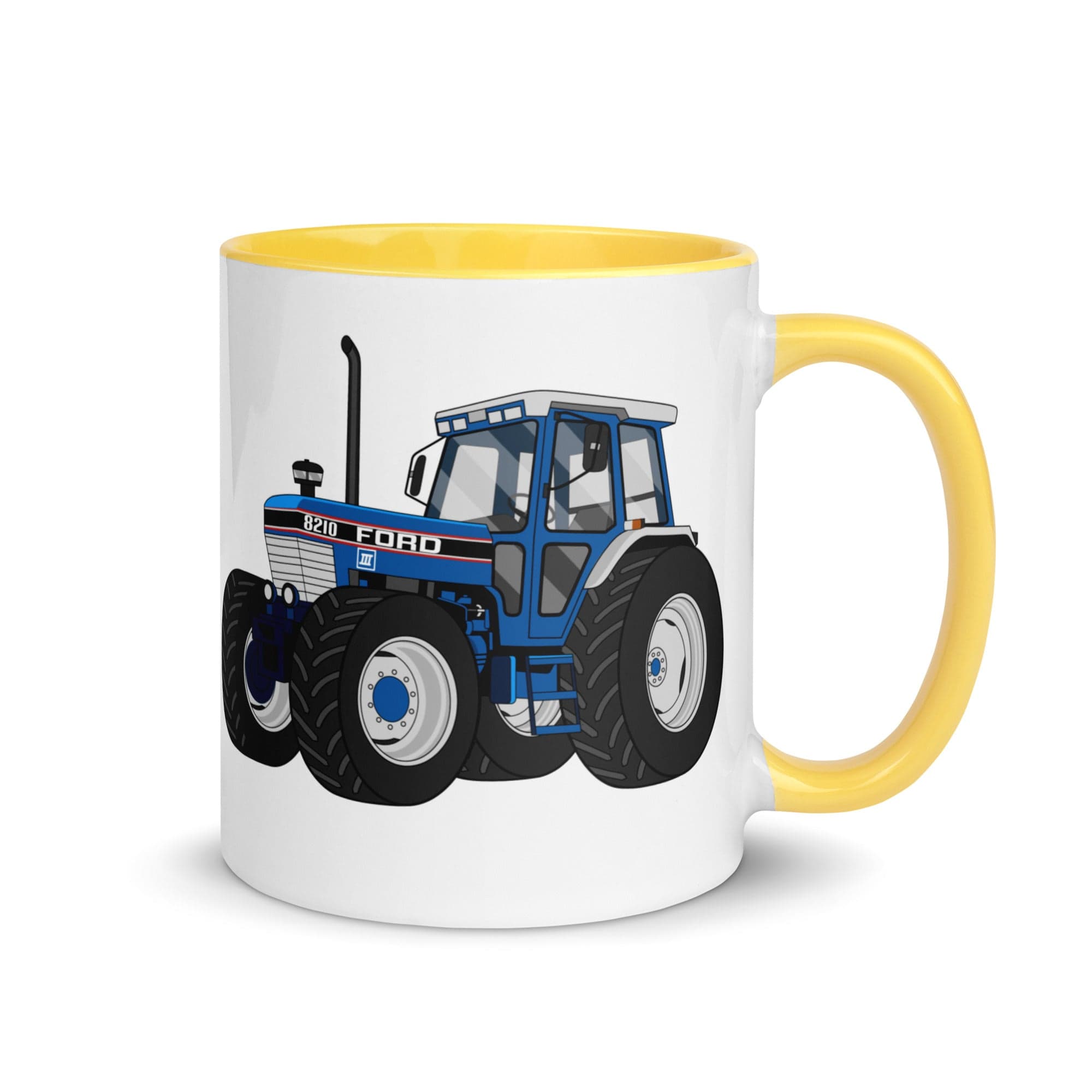 The Tractors Mugs Store Yellow Ford 8210 4WD Mug with Color Inside Quality Farmers Merch