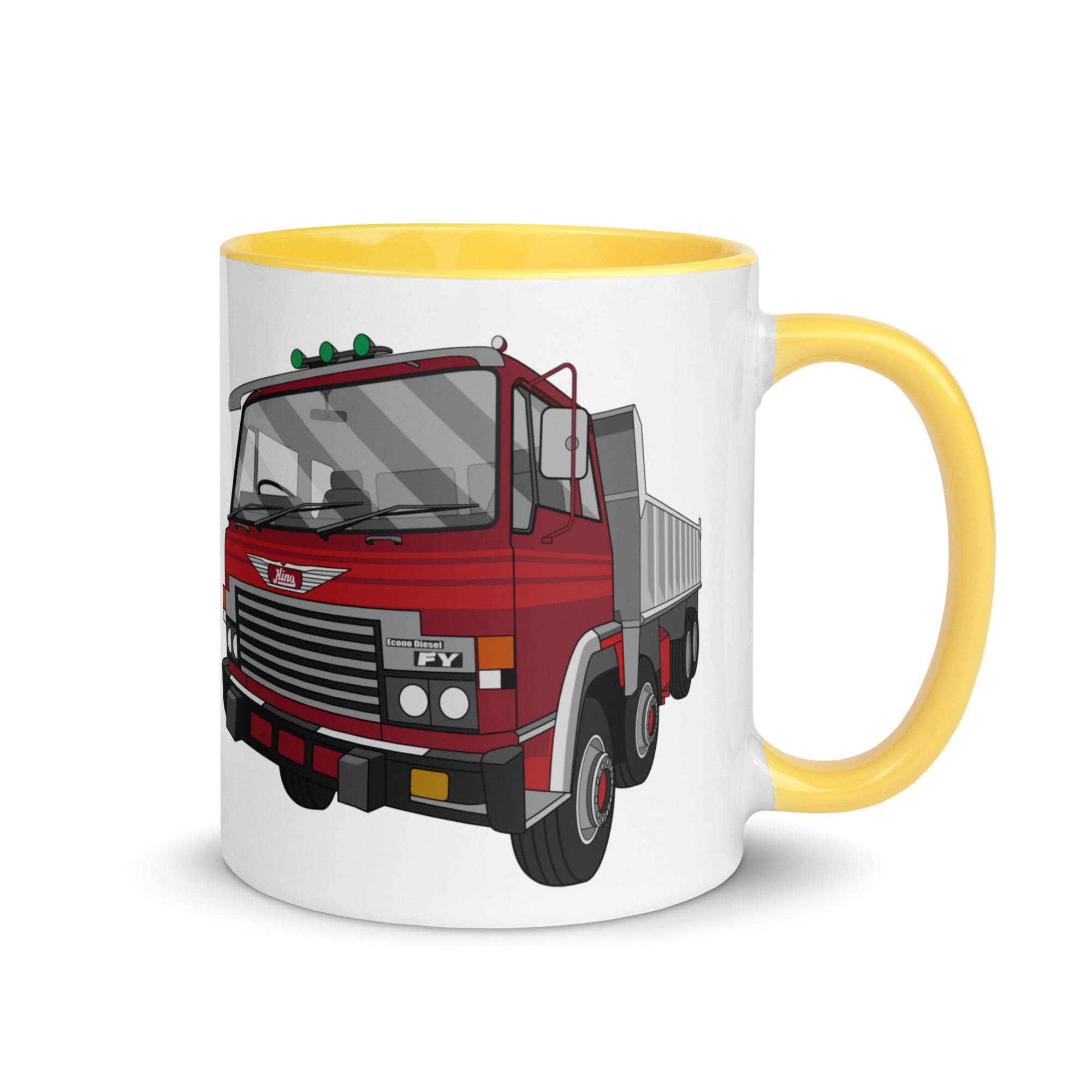 The Tractors Mugs Store Yellow Hino FY Tipper Mug with Color Inside Quality Farmers Merch