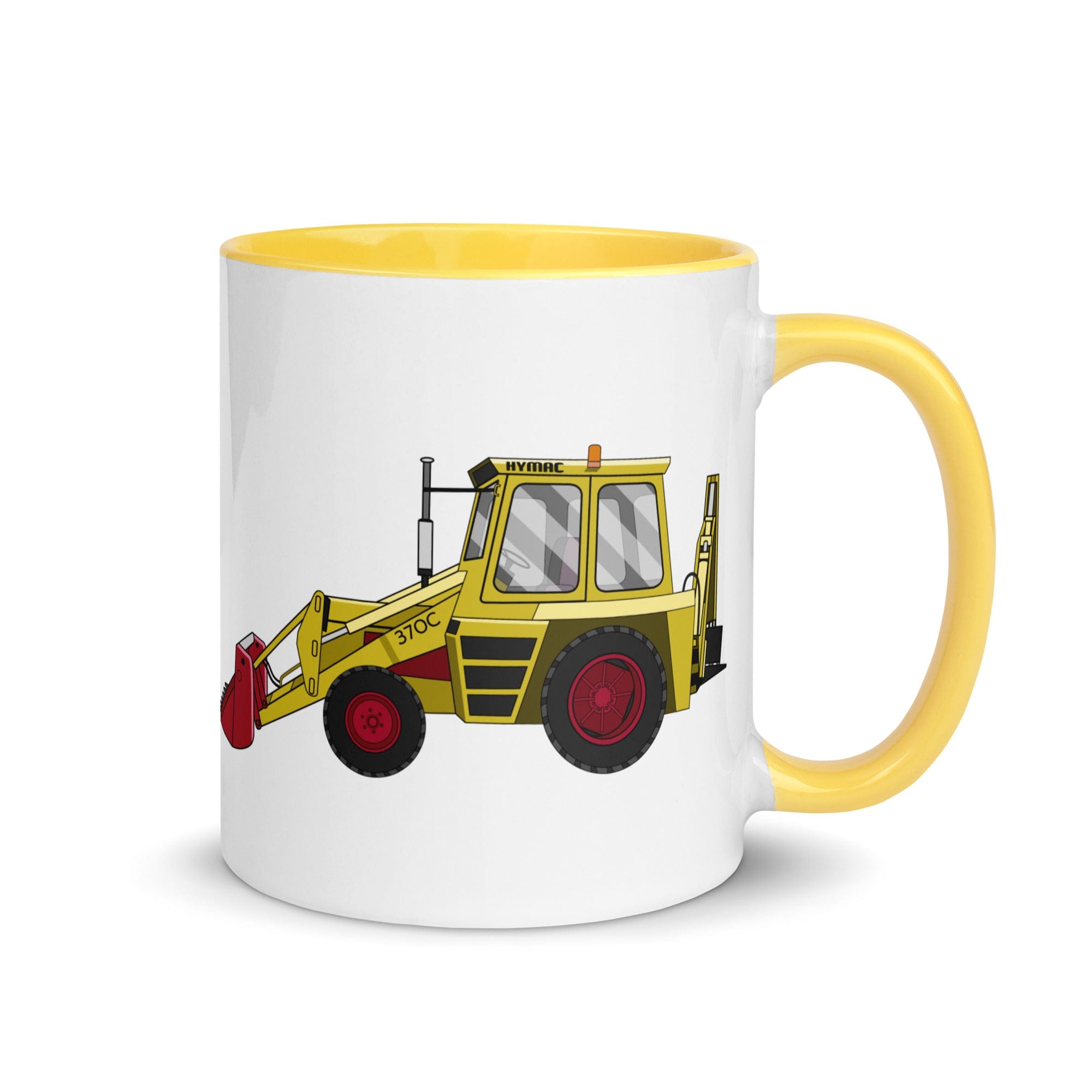 The Tractors Mugs Store Yellow Hymaq 370C Mug with Color Inside Quality Farmers Merch