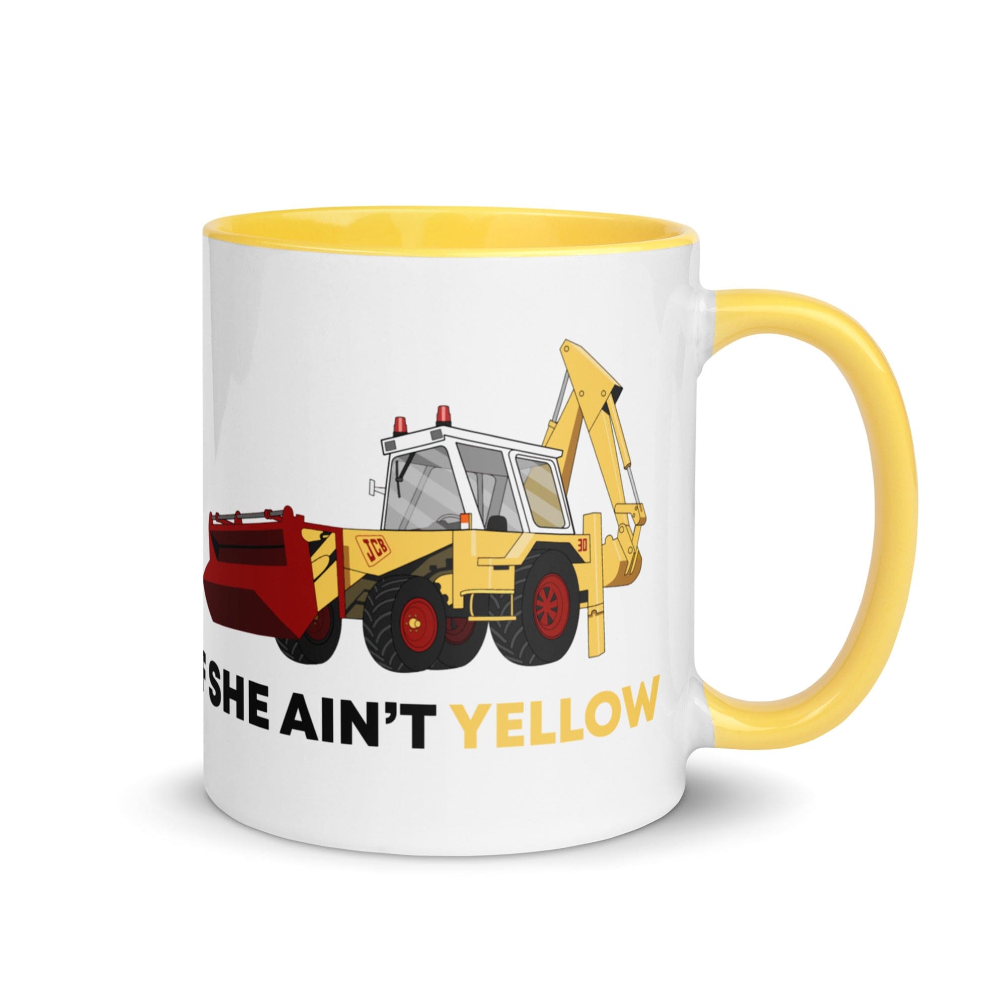 The Tractors Mugs Store Yellow If She Ain't Yellow JCB Mug with Color Inside Quality Farmers Merch
