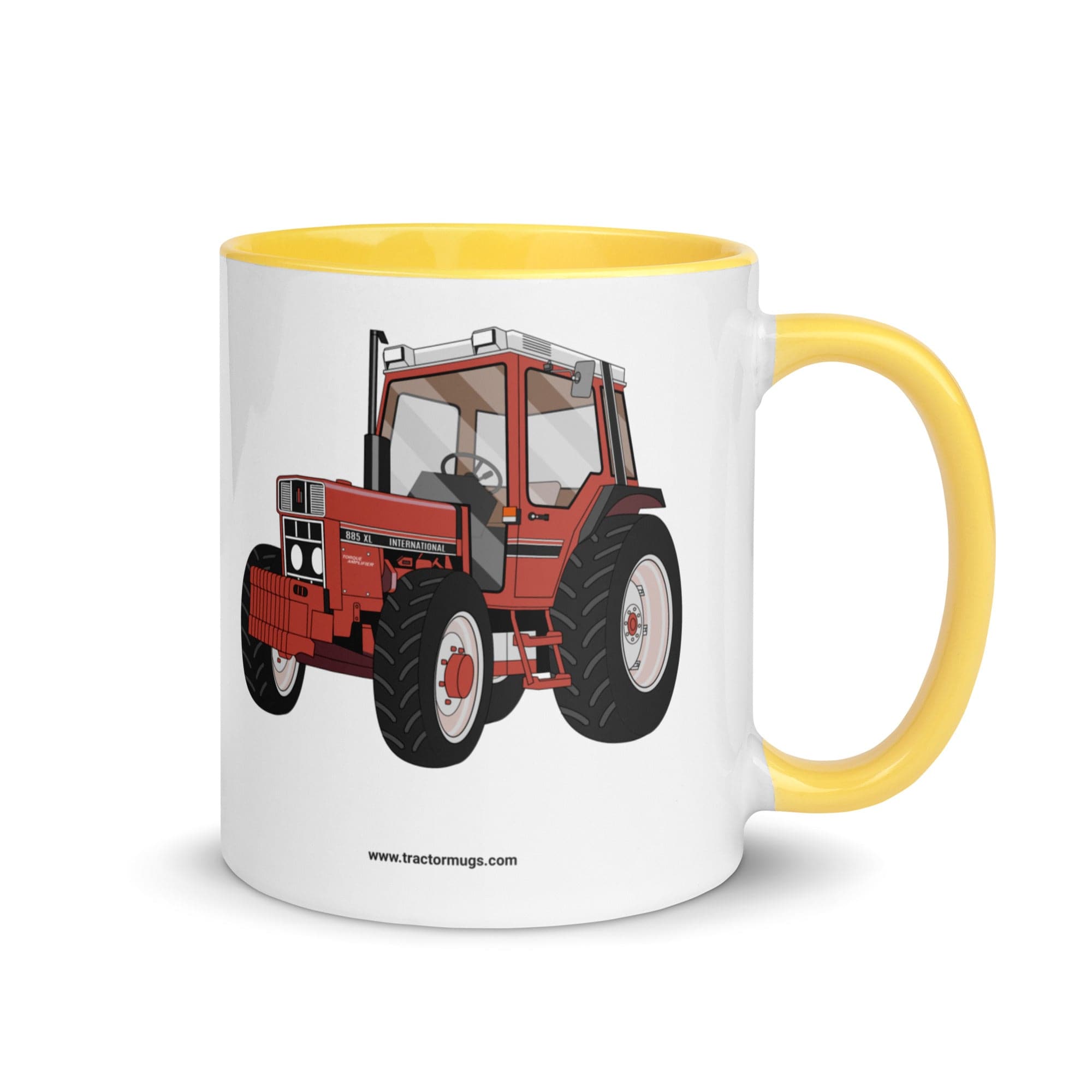 The Tractors Mugs Store Yellow International 885 XL 4WD | Mug with Color Inside Quality Farmers Merch