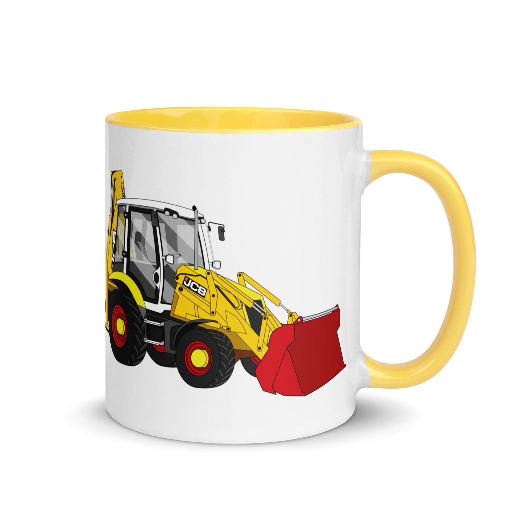 The Tractors Mugs Store Yellow JCB 3CX 70th Anniversary Edition Mug with Color Inside Quality Farmers Merch