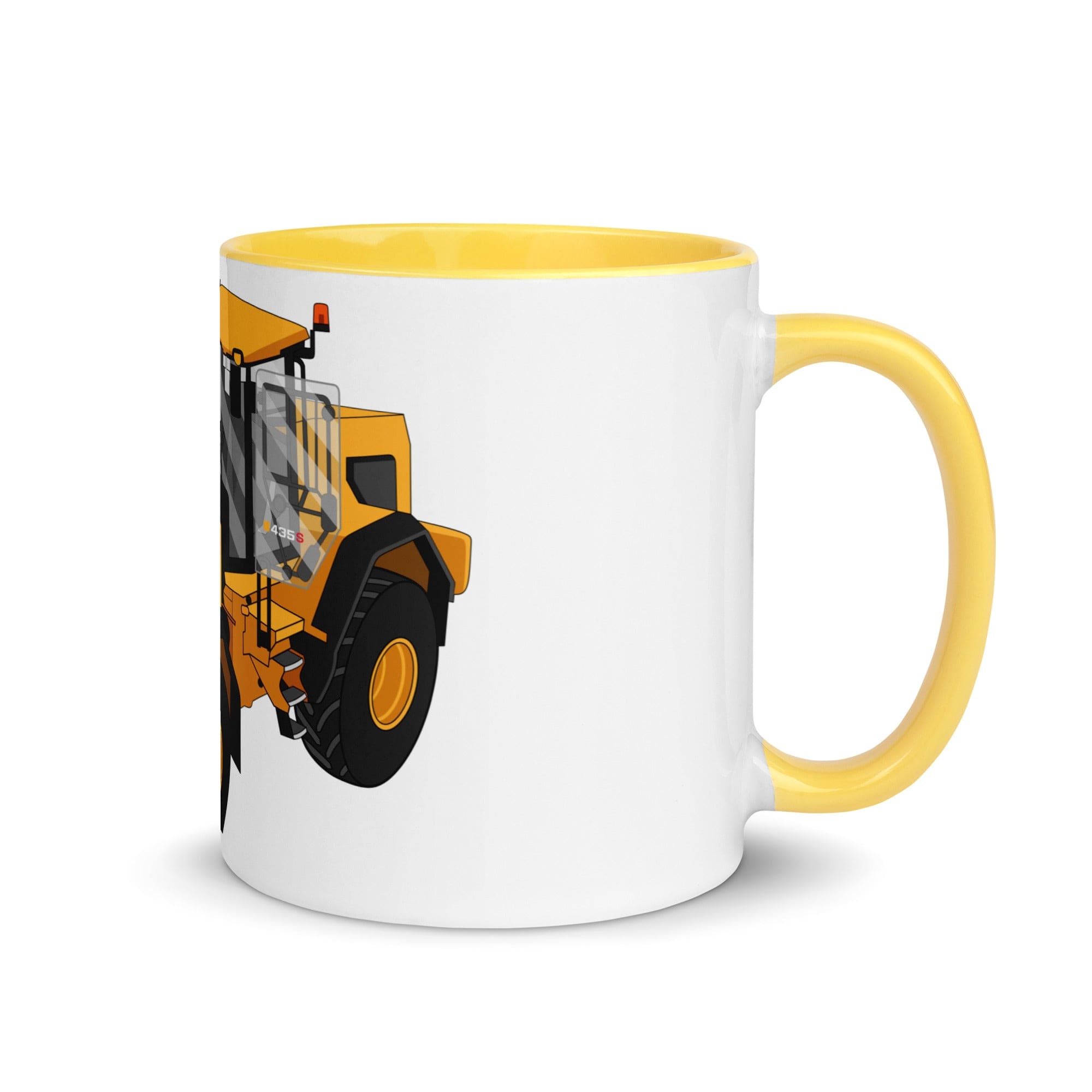 The Tractors Mugs Store Yellow JCB 435 S Farm Master 2.0 Mug with Color Inside Quality Farmers Merch