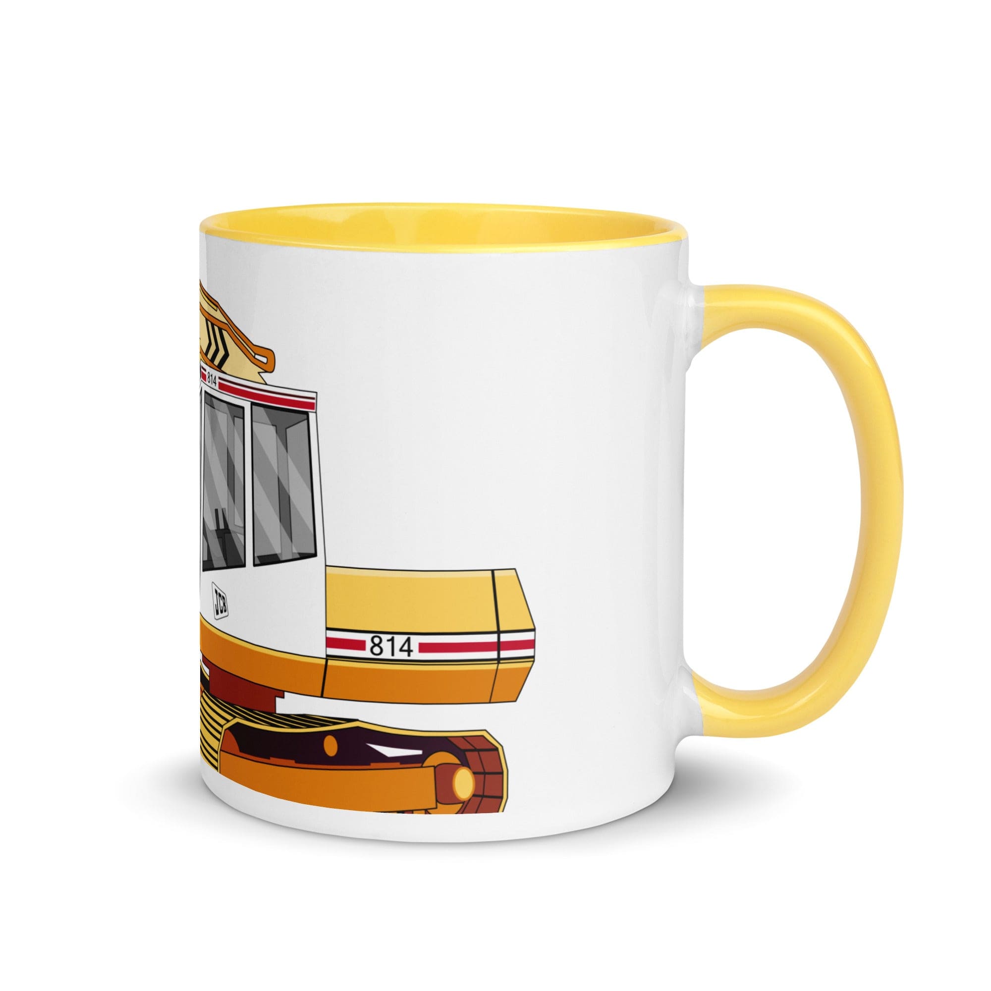 The Tractors Mugs Store Yellow JCB 814 Super 2.0 Mug with Color Inside Quality Farmers Merch