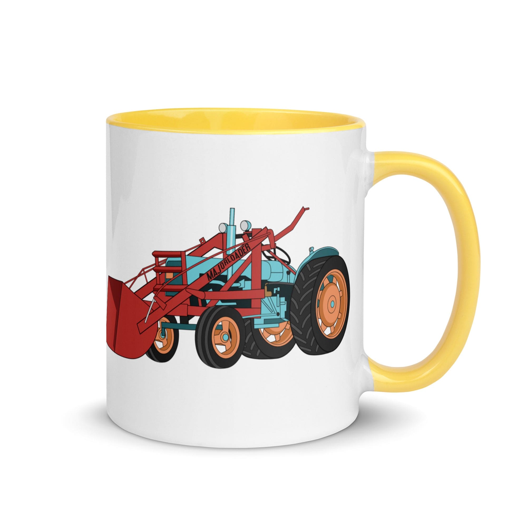 The Tractors Mugs Store Yellow JCB Major Loader Mug with Color Inside Quality Farmers Merch