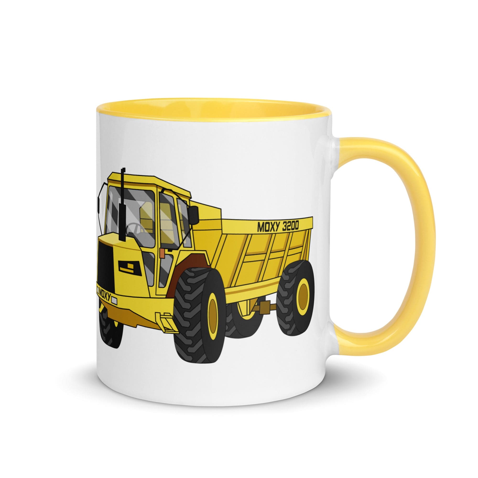 The Tractors Mugs Store Yellow Moxy 3200 Mug with Color Inside Quality Farmers Merch