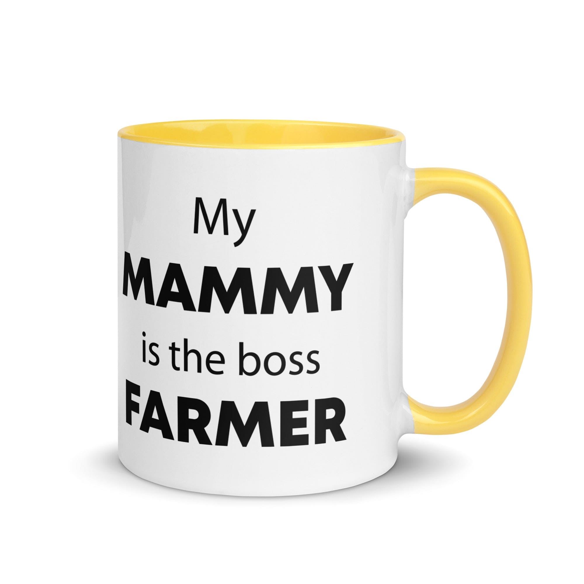 The Tractors Mugs Store Yellow My Mammy is the Boss Farmer Mug with Color Inside Quality Farmers Merch