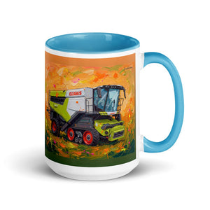 CLAAS Lexion 8600 TerraTrac Splash Art | 15 oz Mug with Color Inside - Blue