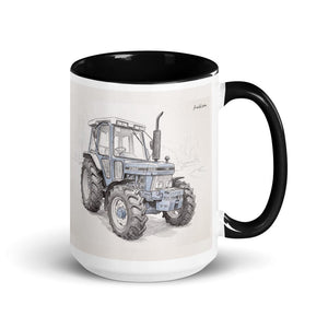 Ford 5610 Force II Pencil Sketch | 15 oz Mug with Color Inside - Black