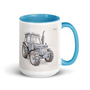 Ford 5610 Force II Pencil Sketch | 15 oz Mug with Color Inside - Blue