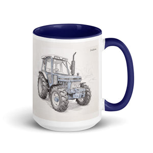 Ford 5610 Force II Pencil Sketch | 15 oz Mug with Color Inside - Dark Blue