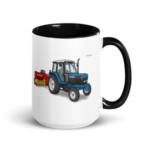 Ford 6640 SLE Illustration | 15 oz Mug with Color Inside - Black