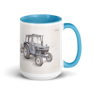 Ford 6640 SLE Pencil Sketch | 15 oz Mug with Color Inside - Blue