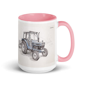 Ford 6640 SLE Pencil Sketch | 15 oz Mug with Color Inside - Pink