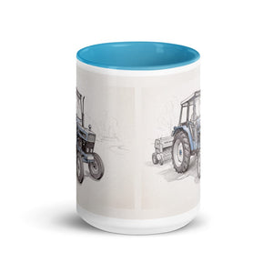 Ford 6640 SLE Pencil Sketch | 15 oz Mug with Color Inside - side view