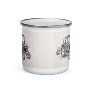 Ford 6640 SLE Pencil Sketch | Enamel Mug - view 2