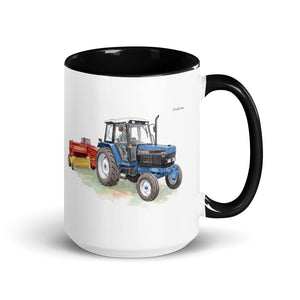 Ford 6640 SLE Watercolor | 15 oz Mug with Color Inside - Black