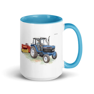 Ford 6640 SLE Watercolor | 15 oz Mug with Color Inside - Blue