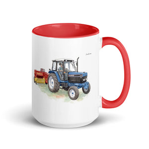Ford 6640 SLE Watercolor | 15 oz Mug with Color Inside - Red