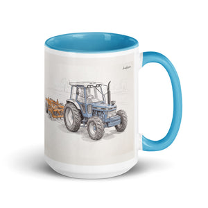Ford 7810 Generation III Pencil Sketch | 15 oz Mug with Color Inside - Blue