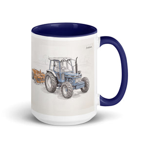 Ford 7810 Generation III Pencil Sketch | 15 oz Mug with Color Inside - Dark Blue