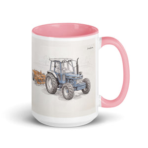 Ford 7810 Generation III Pencil Sketch | 15 oz Mug with Color Inside - Pink