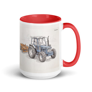 Ford 7810 Generation III Pencil Sketch | 15 oz Mug with Color Inside - Red