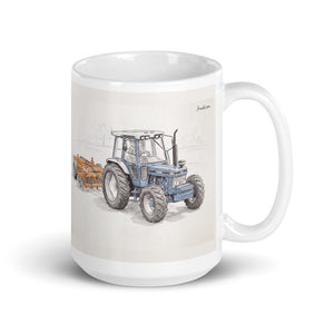 Ford 7810 Generation III Pencil Sketch | White Glossy Mug
