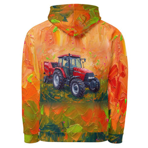 Furrow and Fields Hoodie Case IH Maxxum MXM130 Splash Art | All-Over Print Hoodie Quality Farmers Merch