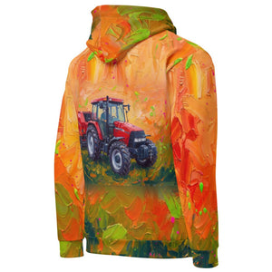 Furrow and Fields Hoodie Case IH Maxxum MXM130 Splash Art | All-Over Print Hoodie Quality Farmers Merch