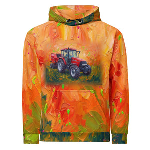 Furrow and Fields Hoodie Case IH Maxxum MXM130 Splash Art | All-Over Print Hoodie Quality Farmers Merch