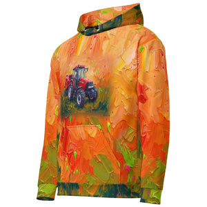 Furrow and Fields Hoodie Case IH Maxxum MXM130 Splash Art | All-Over Print Hoodie Quality Farmers Merch