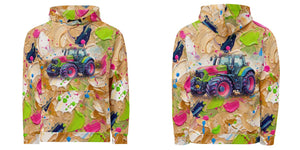 Furrow and Fields Hoodie Deutz-Fahr 9340 Splash Art | All-Over Print Hoodie Quality Farmers Merch