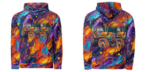 Furrow and Fields Hoodie Deutz-Fahr DX 140 Splash Art | All-Over Print Hoodie Quality Farmers Merch