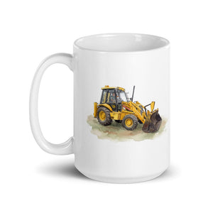 JCB 3CX Sitemaster Plus Watercolor | White Glossy Mug - view 3