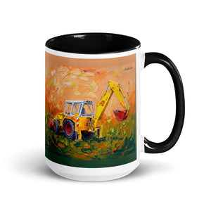 JCB 4D II Splash Art | 15 oz Mug with Color Inside - Black
