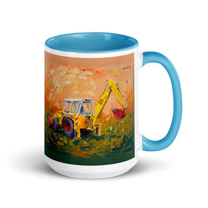 JCB 4D II Splash Art | 15 oz Mug with Color Inside - Blue