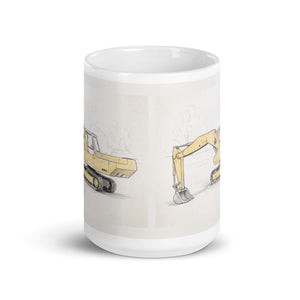 JCB 806 Pencil Sketch | White Glossy Mug - view 2
