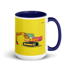 JCB 806 Pop Art | 15 oz Mug with Color Inside - Dark Blue