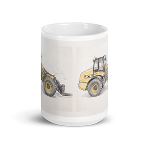 JCB TM420 Pencil Sketch | White Glossy Mug - view 2