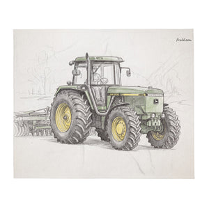 John Deere 4955 Pencil Sketch | Throw Blanket