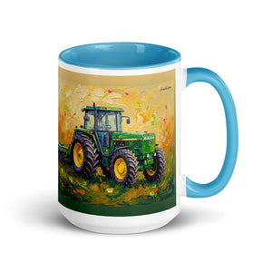 John Deere 4955 Splash Art | 15 oz Mug with Color Inside - Blue