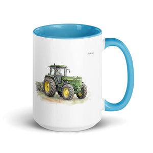 John Deere 4955 Watercolor | 15 oz Mug with Color Inside - Blue