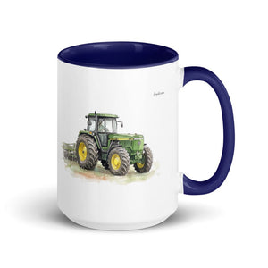 John Deere 4955 Watercolor | 15 oz Mug with Color Inside - Dark Blue