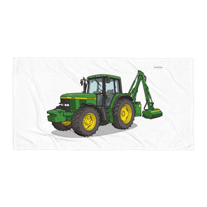 John Deere 6910 with Hedge Cutter Illustration | Beach Towel