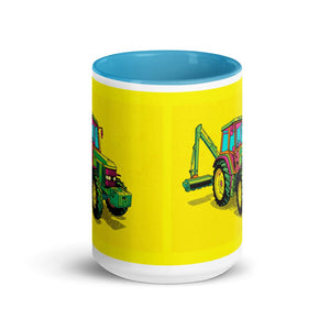 John Deere 6910 with Hedge Cutter Pop Art | 15 oz Mug with Color Inside - side view